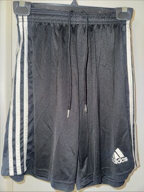 adidas Black Athletic Shorts with White Stripes